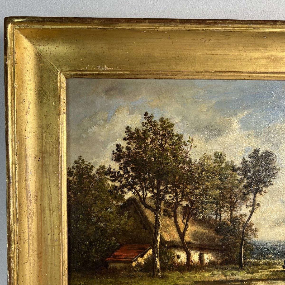 Léon Richet (1843-1907) Barbizon, Oil On Panel - Lively Landscape, 19th Century France-photo-3