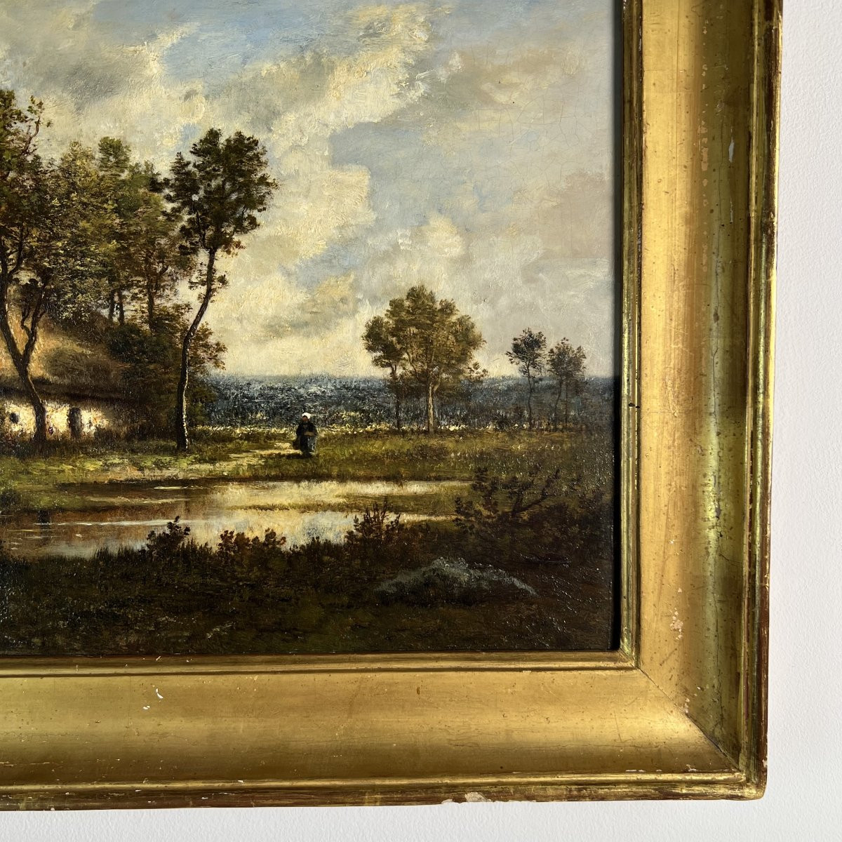 Léon Richet (1843-1907) Barbizon, Oil On Panel - Lively Landscape, 19th Century France-photo-1