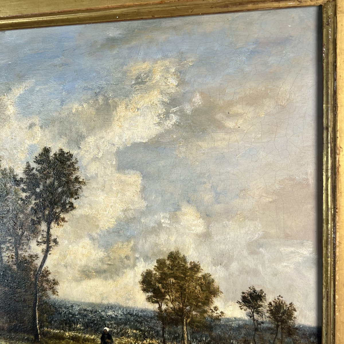 Léon Richet (1843-1907) Barbizon, Oil On Panel - Lively Landscape, 19th Century France-photo-5