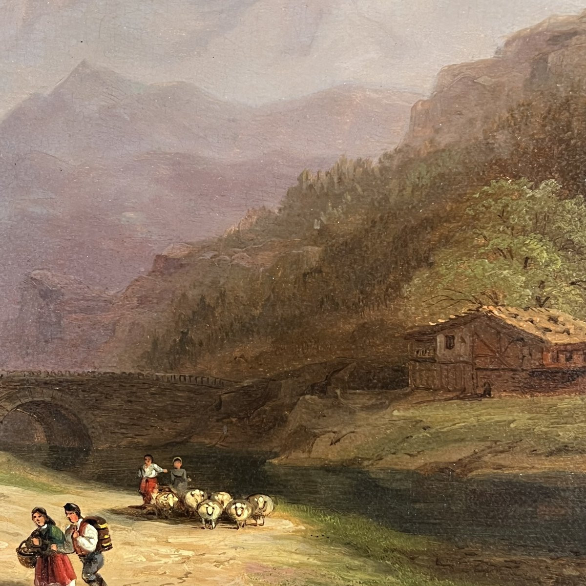 Oil On Panel, Xanthus Smith (united States, 1839-1929), Alpine Landscape, Switzerland-photo-1