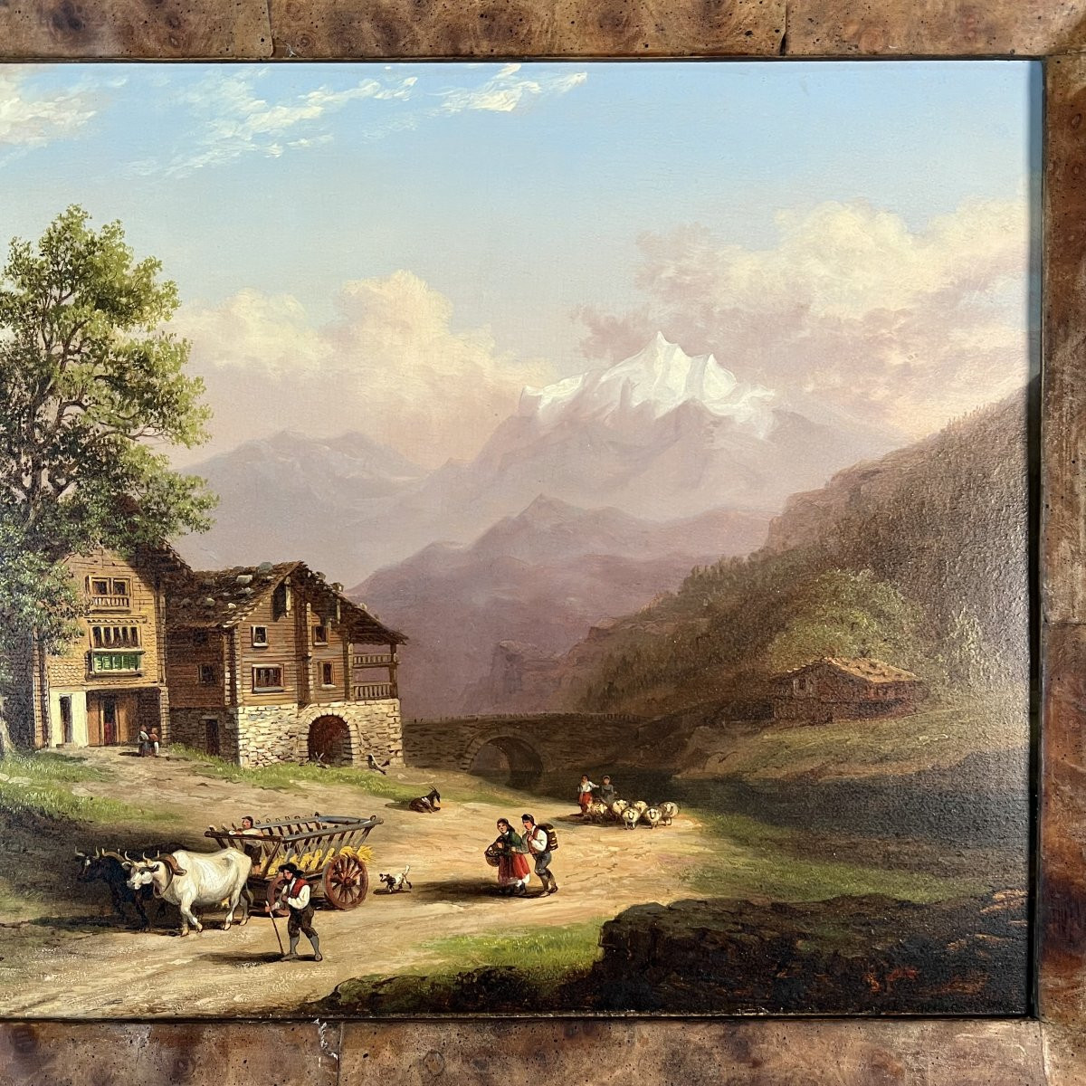 Oil On Panel, Xanthus Smith (united States, 1839-1929), Alpine Landscape, Switzerland-photo-5