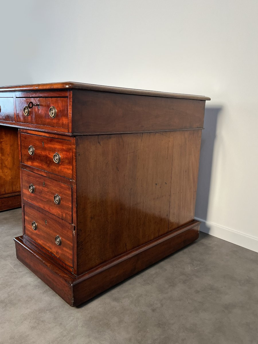 Bureau à caissons en acajou époque victorienne, pedestal desk, Angleterre XIXe siècle -photo-3