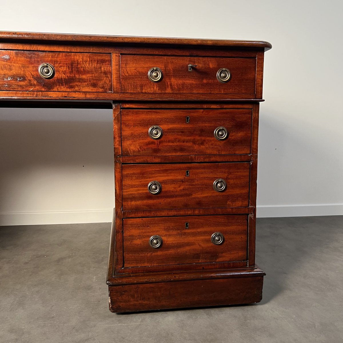 Bureau à caissons en acajou époque victorienne, pedestal desk, Angleterre XIXe siècle -photo-7