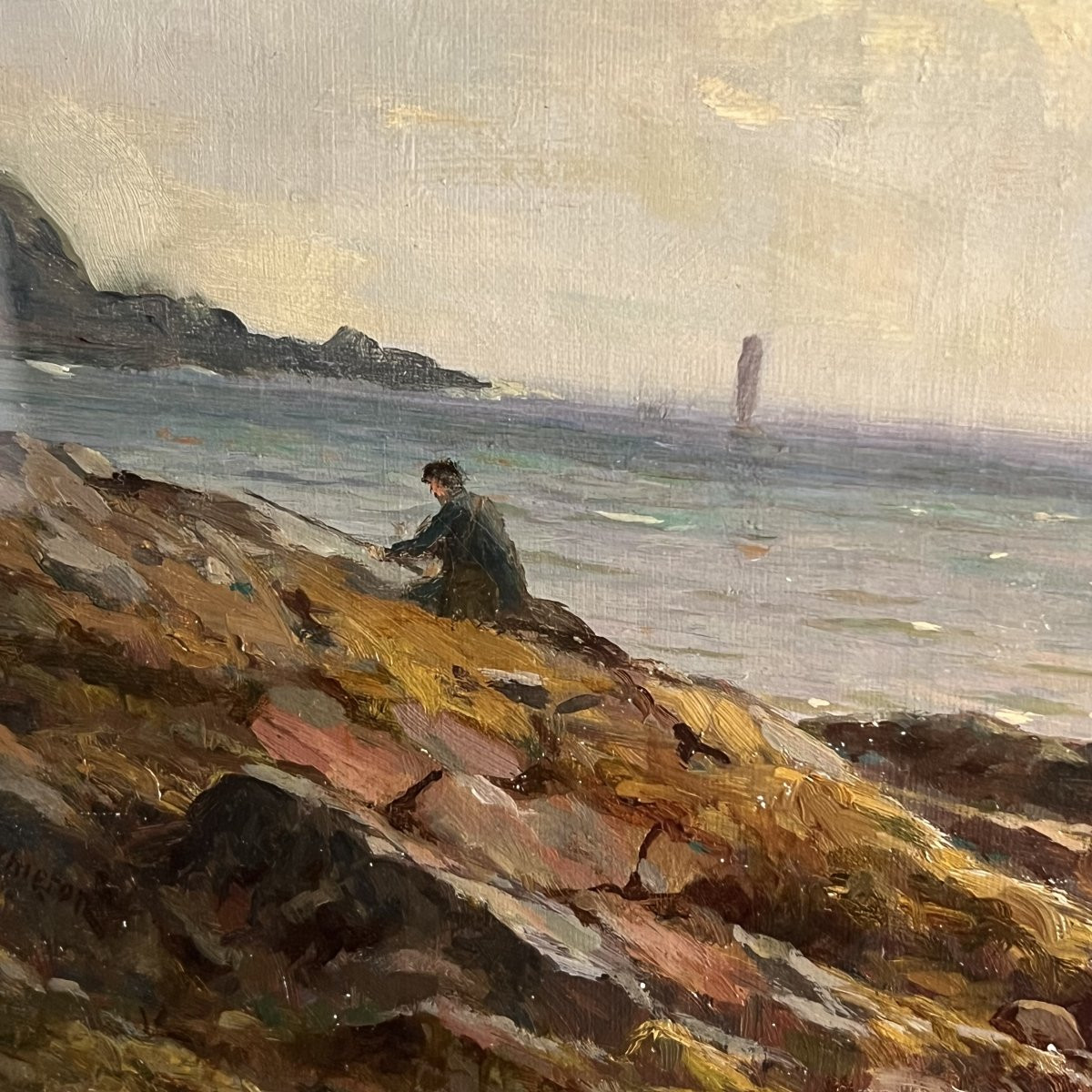 Huile sur toile Duncan Cameron (Ecosse 1837-1916) Scène Marine du XIXe siècle-photo-3