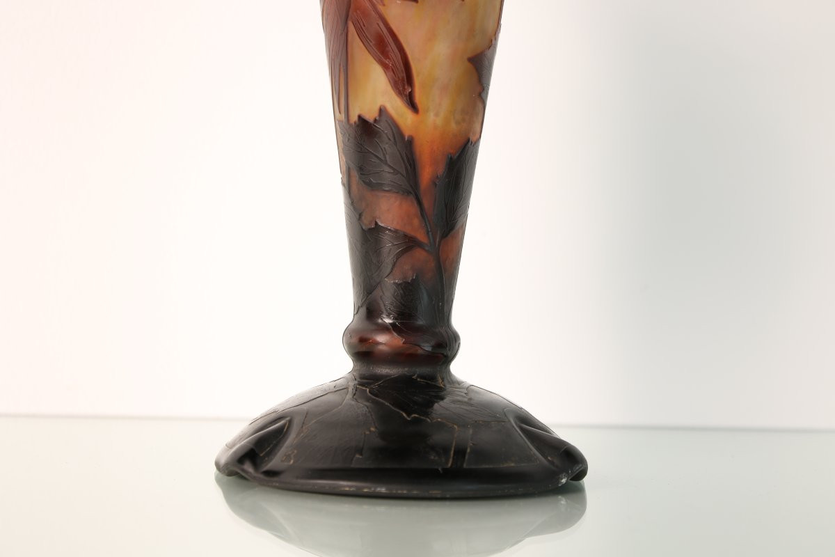 Pied de lampe en verre multicouche gravé à l'acide Daum Nancy Art Nouveau-photo-4