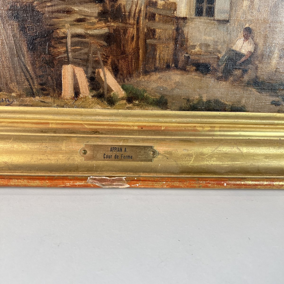 Oil On Canvas - Painting By Adolphe Appian - Farmyard, France Lyon School 19th Century-photo-4