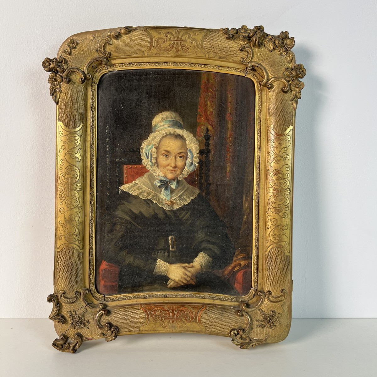 Huile sur panneau, Portrait de Dame, Romantisme XIXe siècle Louis Philippe - Ecole française