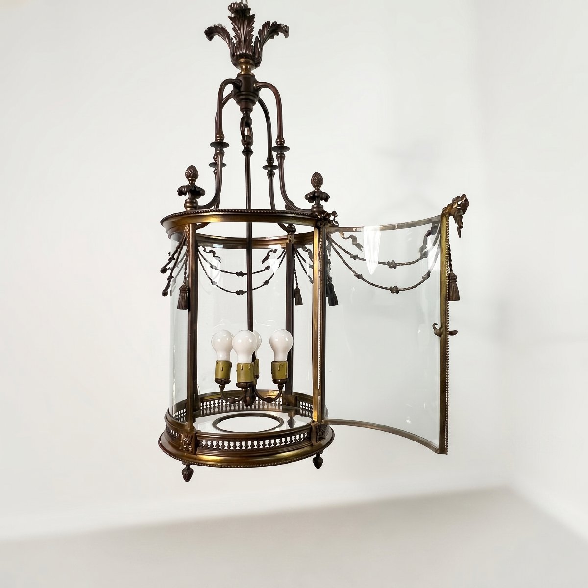 Monumentale lanterne de vestibule en bronze de style Louis XVI - XIXe siècle, Napoléon III-photo-3