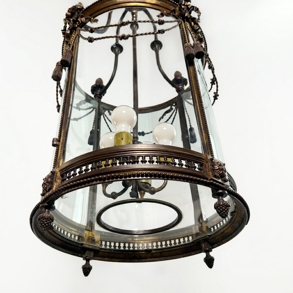 Monumentale lanterne de vestibule en bronze de style Louis XVI - XIXe siècle, Napoléon III-photo-4
