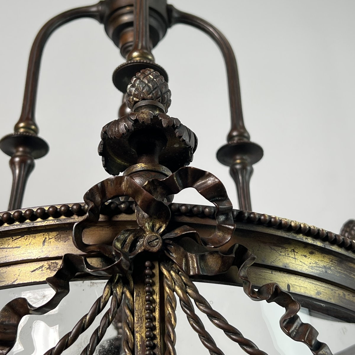 Monumentale lanterne de vestibule en bronze de style Louis XVI - XIXe siècle, Napoléon III-photo-2