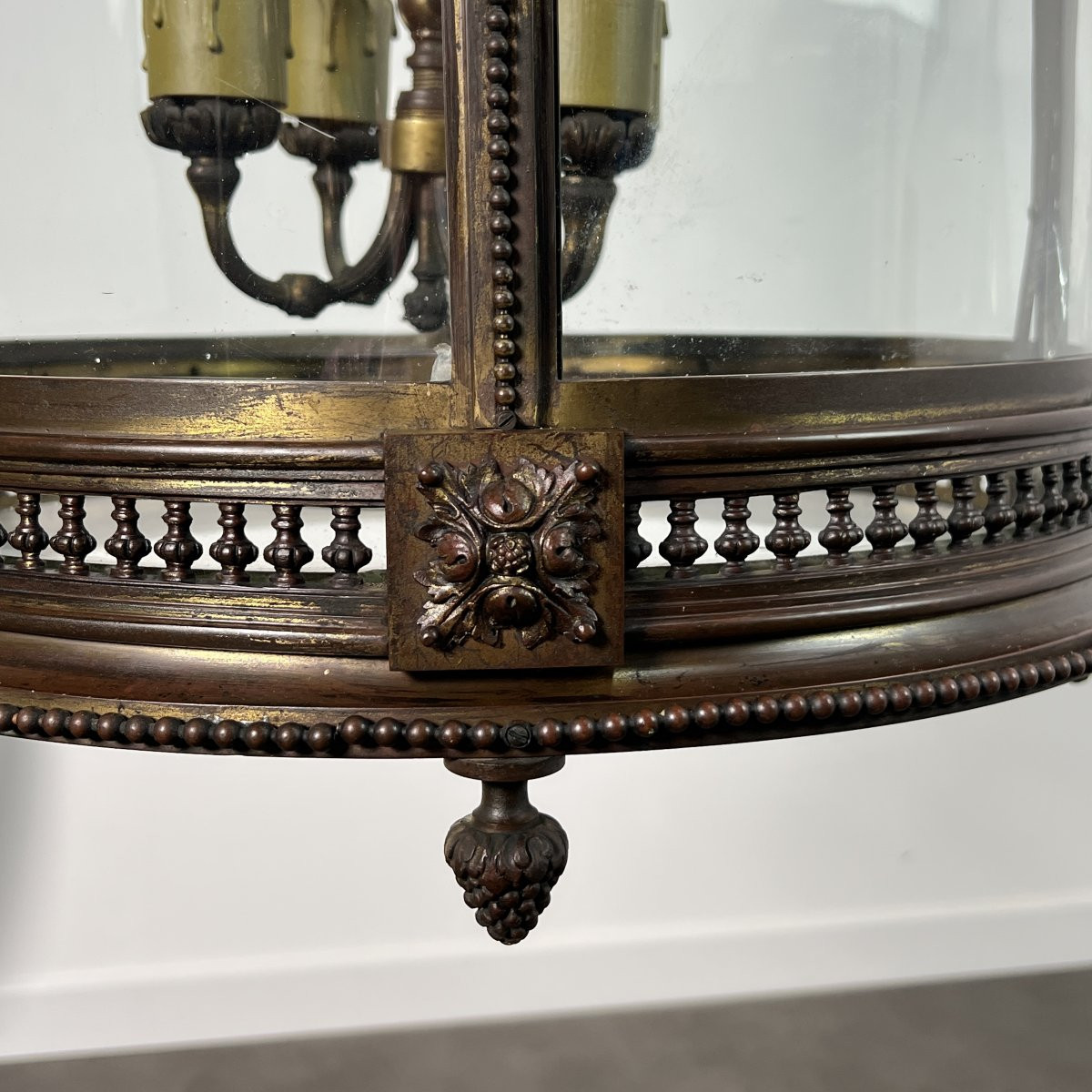 Monumentale lanterne de vestibule en bronze de style Louis XVI - XIXe siècle, Napoléon III-photo-3