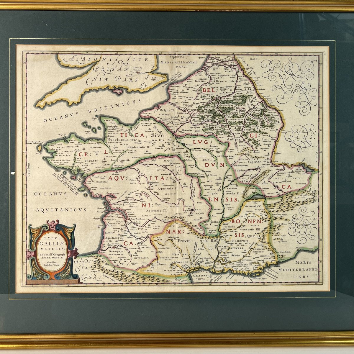 Carte géographique de la Gaule Antique Willem Blaeu, Abraham Ortelius circa 1635- 17ème siècle-photo-2