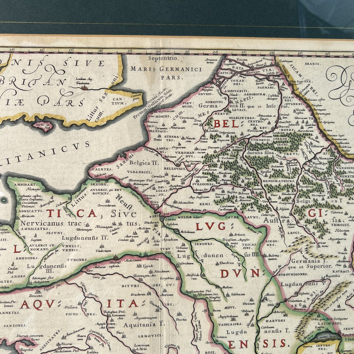 Carte géographique de la Gaule Antique Willem Blaeu, Abraham Ortelius circa 1635- 17ème siècle-photo-1