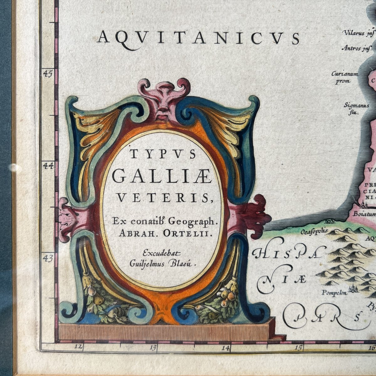 Carte géographique de la Gaule Antique Willem Blaeu, Abraham Ortelius circa 1635- 17ème siècle-photo-2