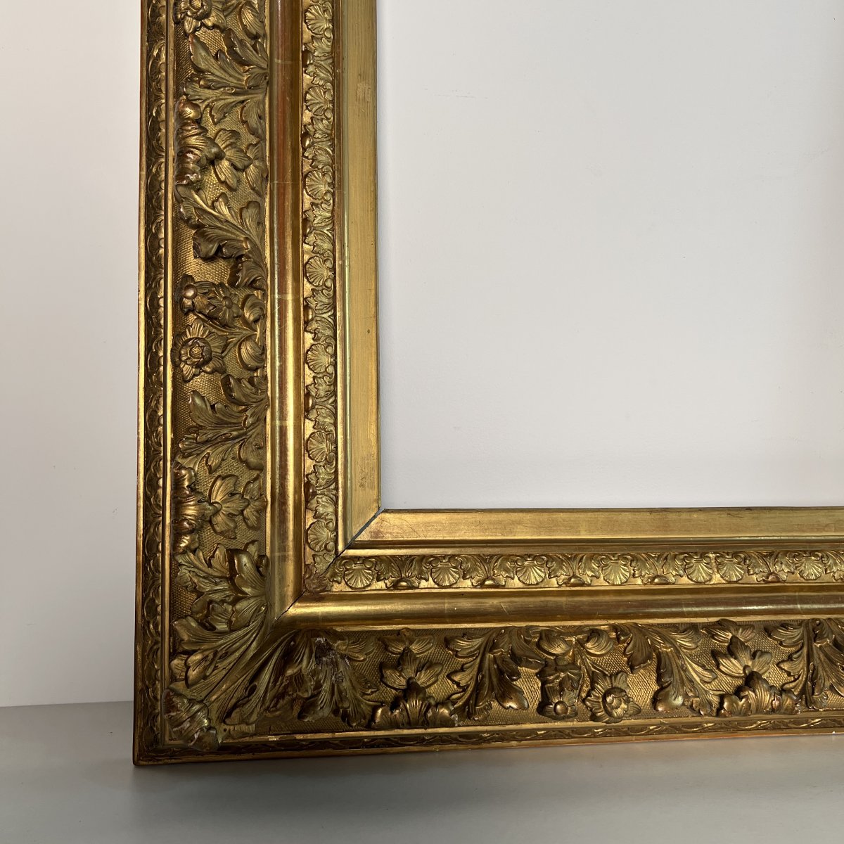 Large Wood And Gilded Stucco Frame 19th Century Regency Style For Stretcher 67.4 X48.5 Cm-photo-5