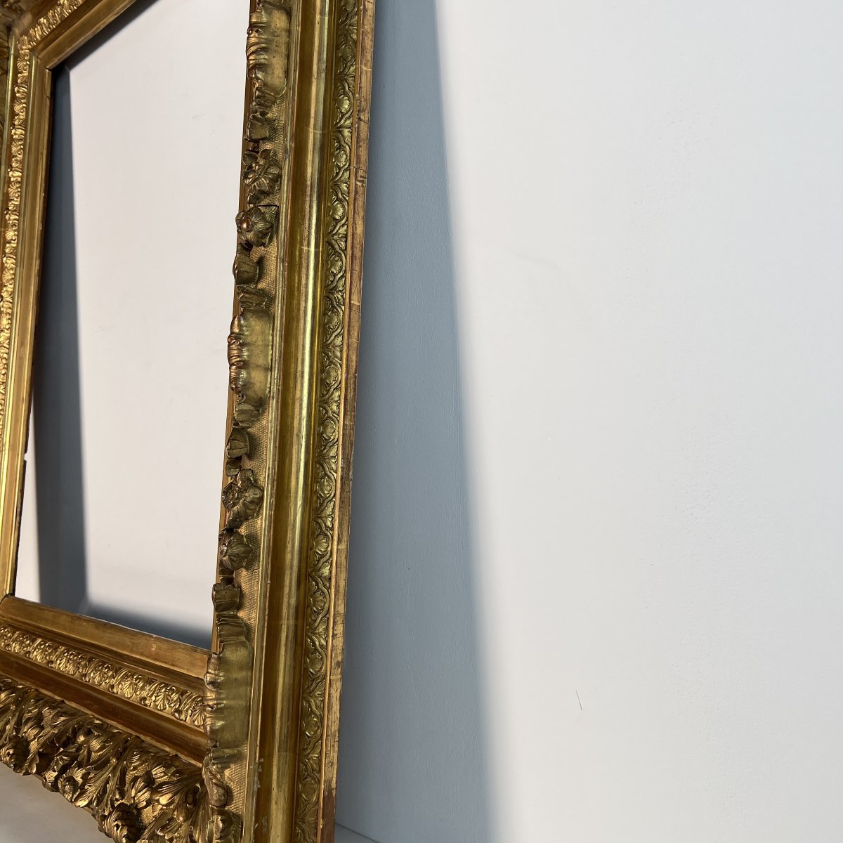 Large Wood And Gilded Stucco Frame 19th Century Regency Style For Stretcher 67.4 X48.5 Cm-photo-6