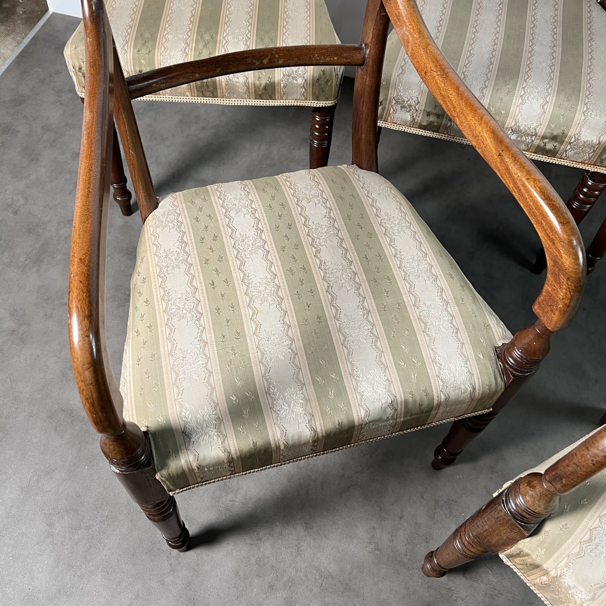 Suite Of 6 Mahogany Dining Carver Chairs, English Regency, Early 19th Century-photo-3