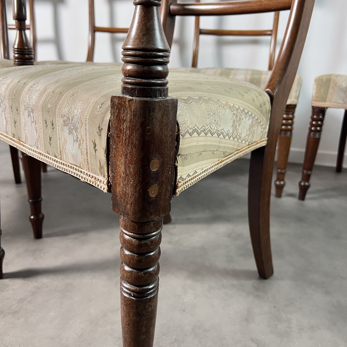 Suite Of 6 Mahogany Dining Carver Chairs, English Regency, Early 19th Century-photo-4