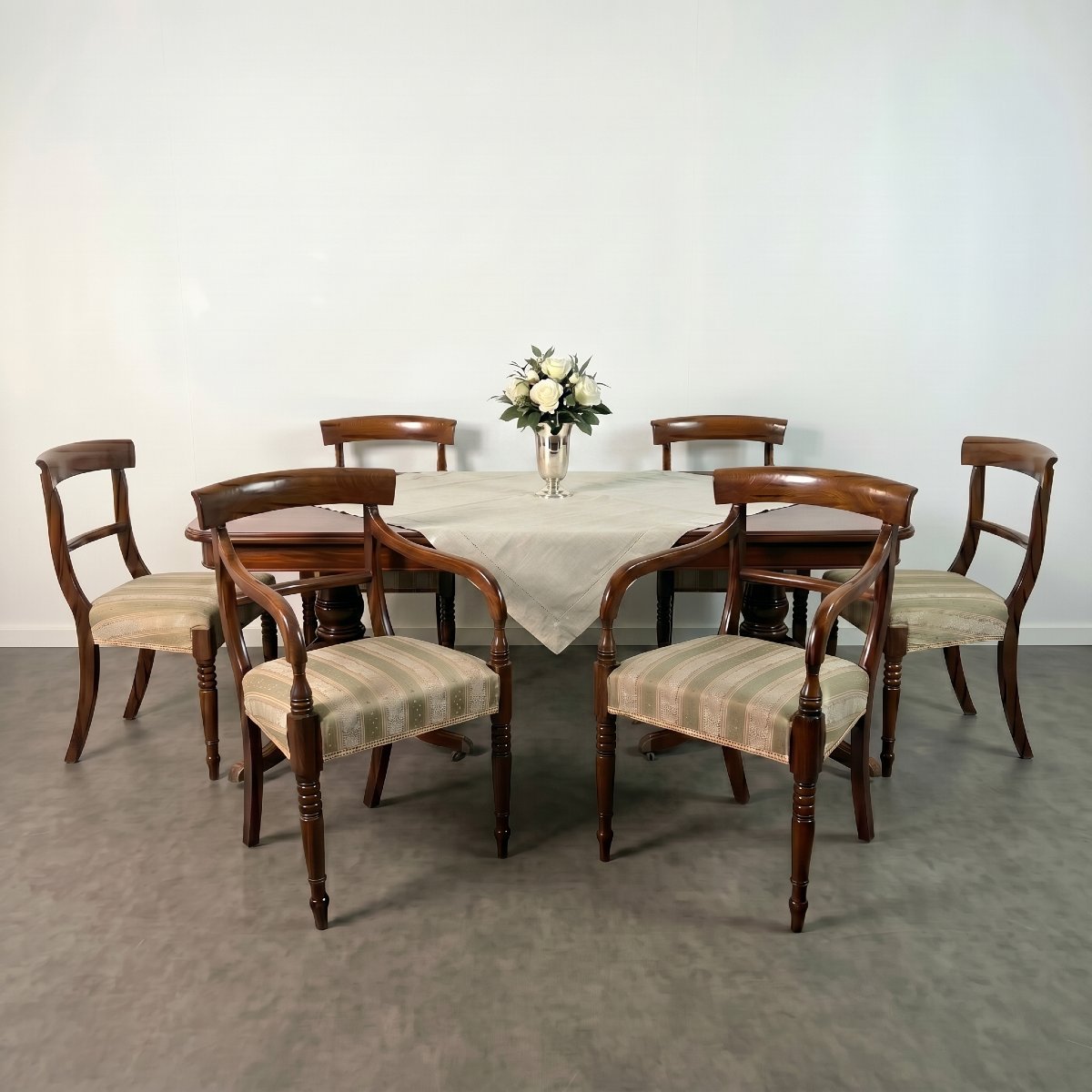 Suite Of 6 Mahogany Dining Carver Chairs, English Regency, Early 19th Century