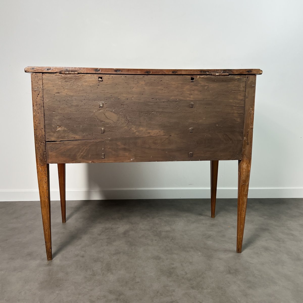Coiffeuse poudreuse d'époque Louis XVI à transformation en merisier, petit bureau XVIIIe siècle-photo-2