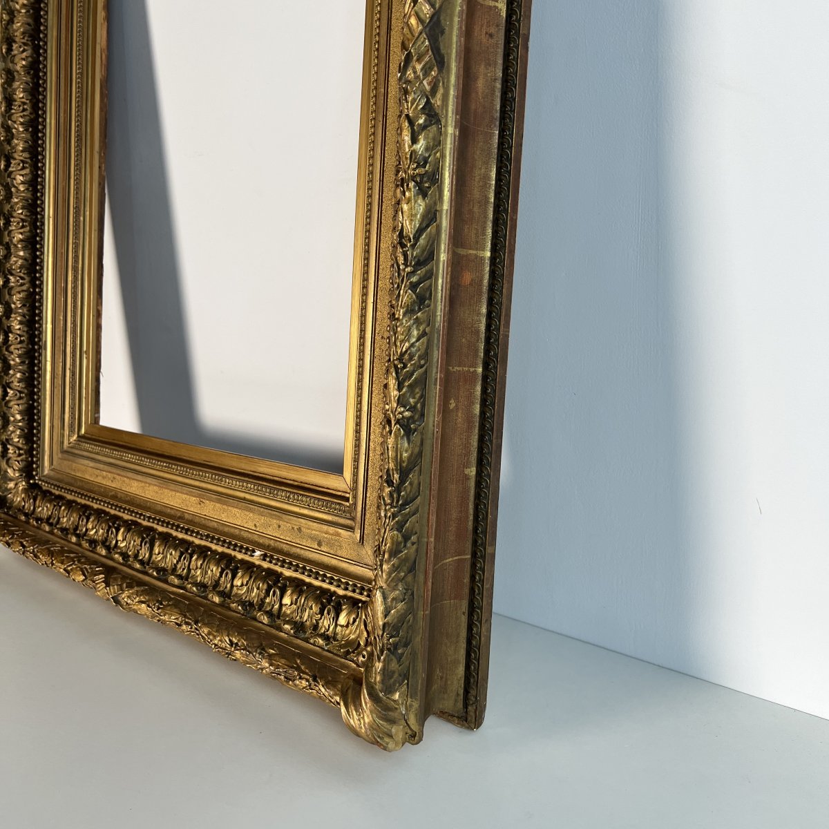 Large 19th Century France - Louis XIV Style Wood And Gilded Stucco Frame 62 X 46.8 Cm-photo-3