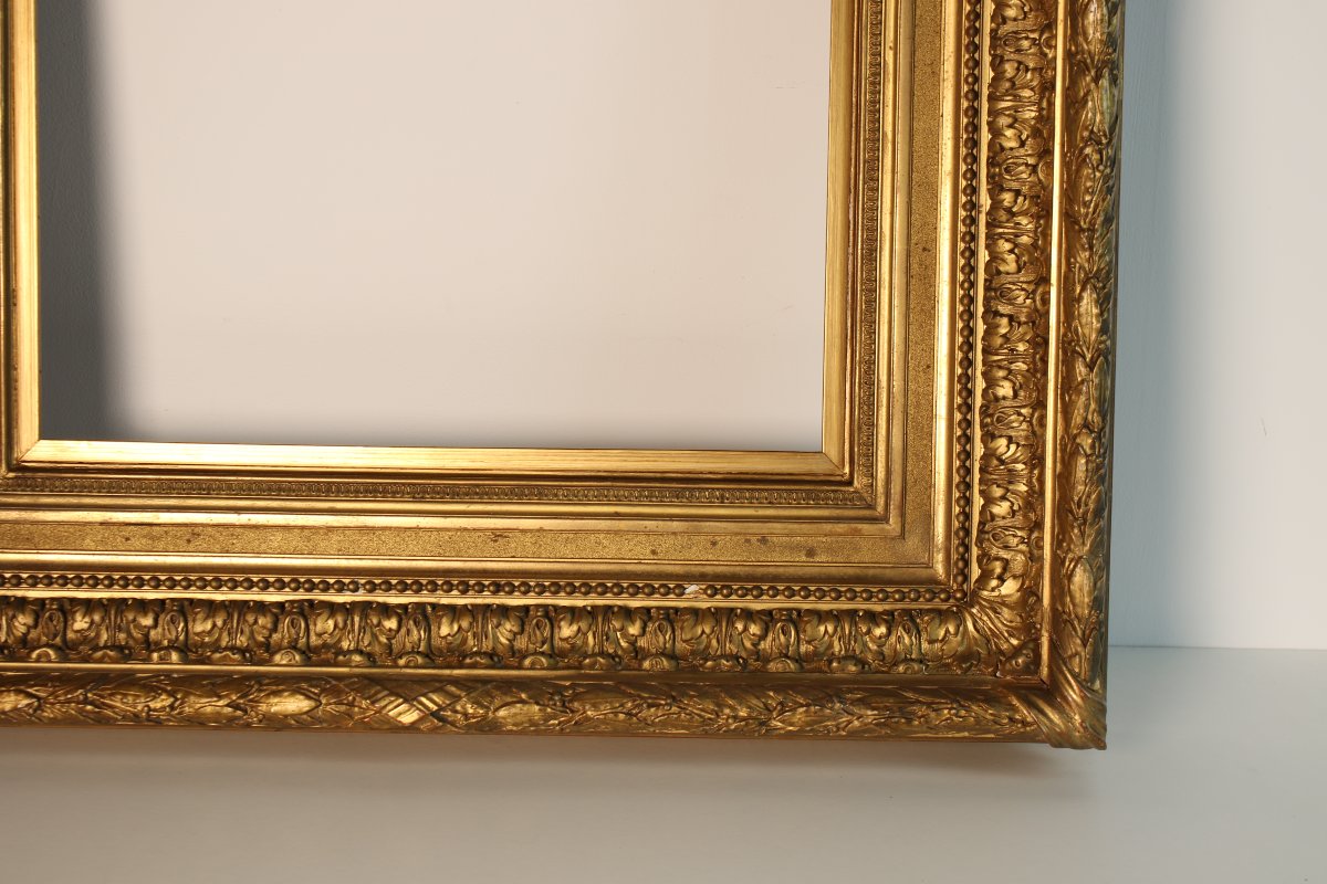 Large 19th Century France - Louis XIV Style Wood And Gilded Stucco Frame 62 X 46.8 Cm-photo-4