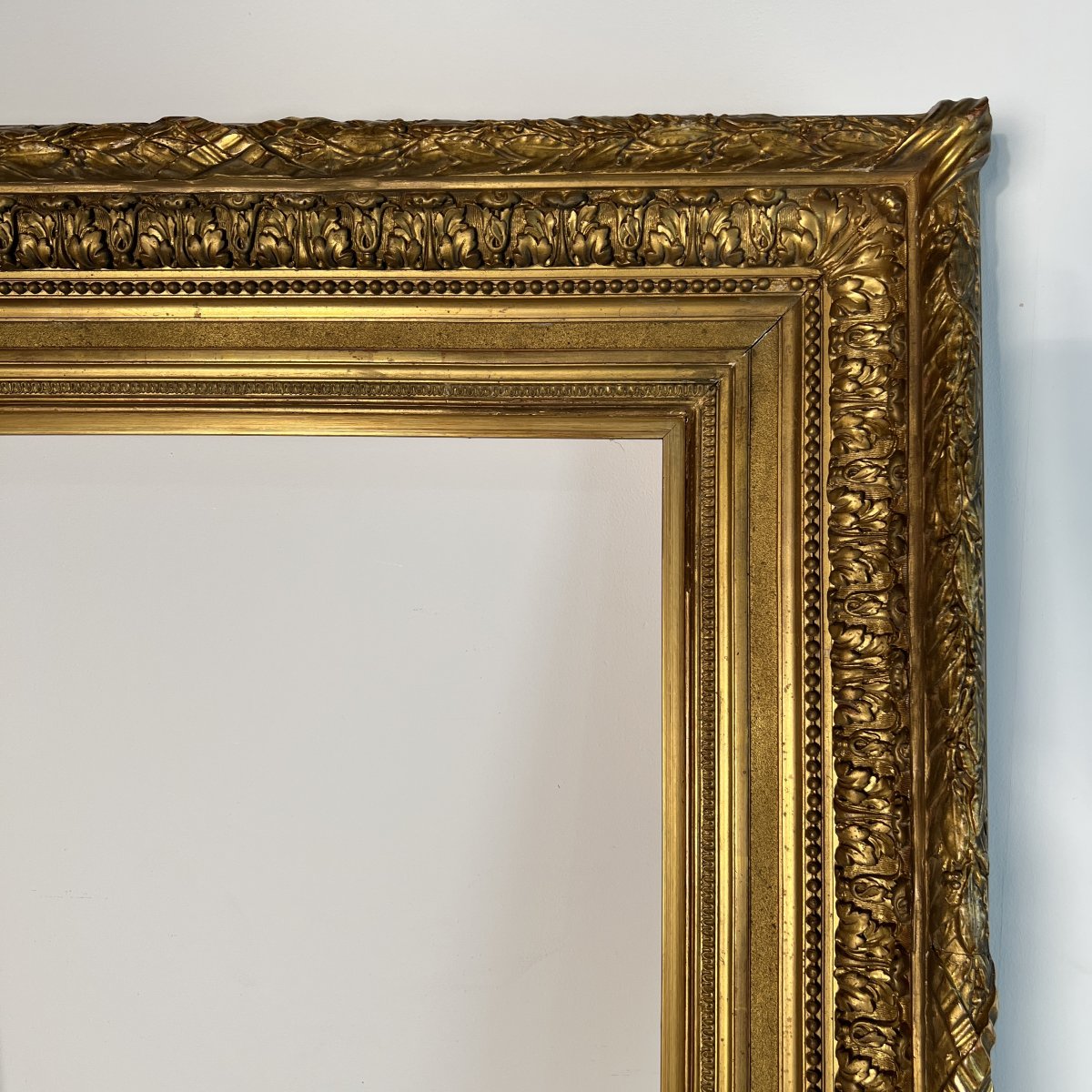 Large 19th Century France - Louis XIV Style Wood And Gilded Stucco Frame 62 X 46.8 Cm-photo-3