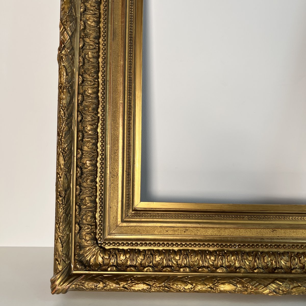 Large 19th Century France - Louis XIV Style Wood And Gilded Stucco Frame 62 X 46.8 Cm-photo-4