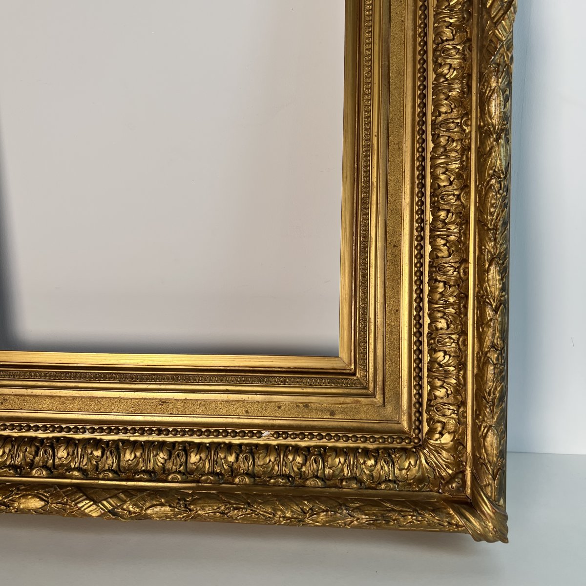 Large 19th Century France - Louis XIV Style Wood And Gilded Stucco Frame 62 X 46.8 Cm-photo-5