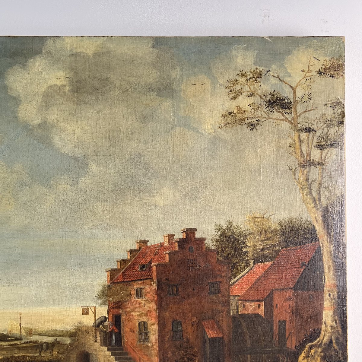 Large-format Oil On Canvas—lively Landscape—17th-century Dutch School -photo-2