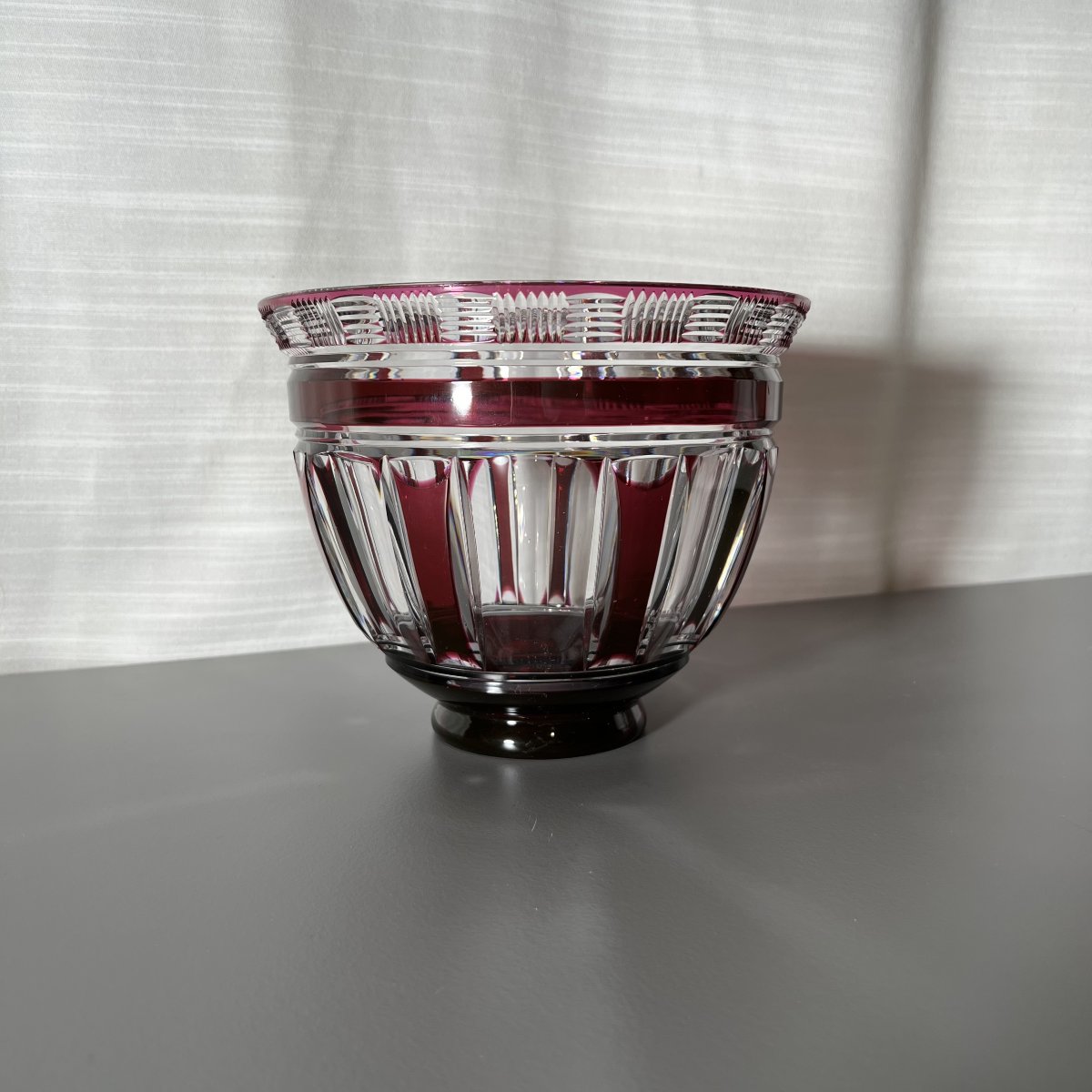 Crystal Planter And Centerpiece Vase, Cut Crystal Lined With Amethyst, Attributed To Saint-louis -photo-4