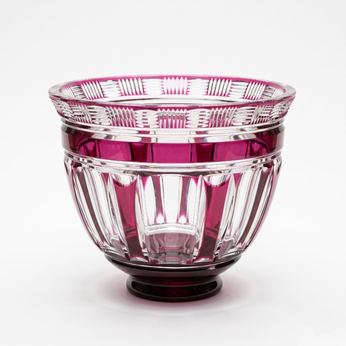 Crystal Planter And Centerpiece Vase, Cut Crystal Lined With Amethyst, Attributed To Saint-louis 