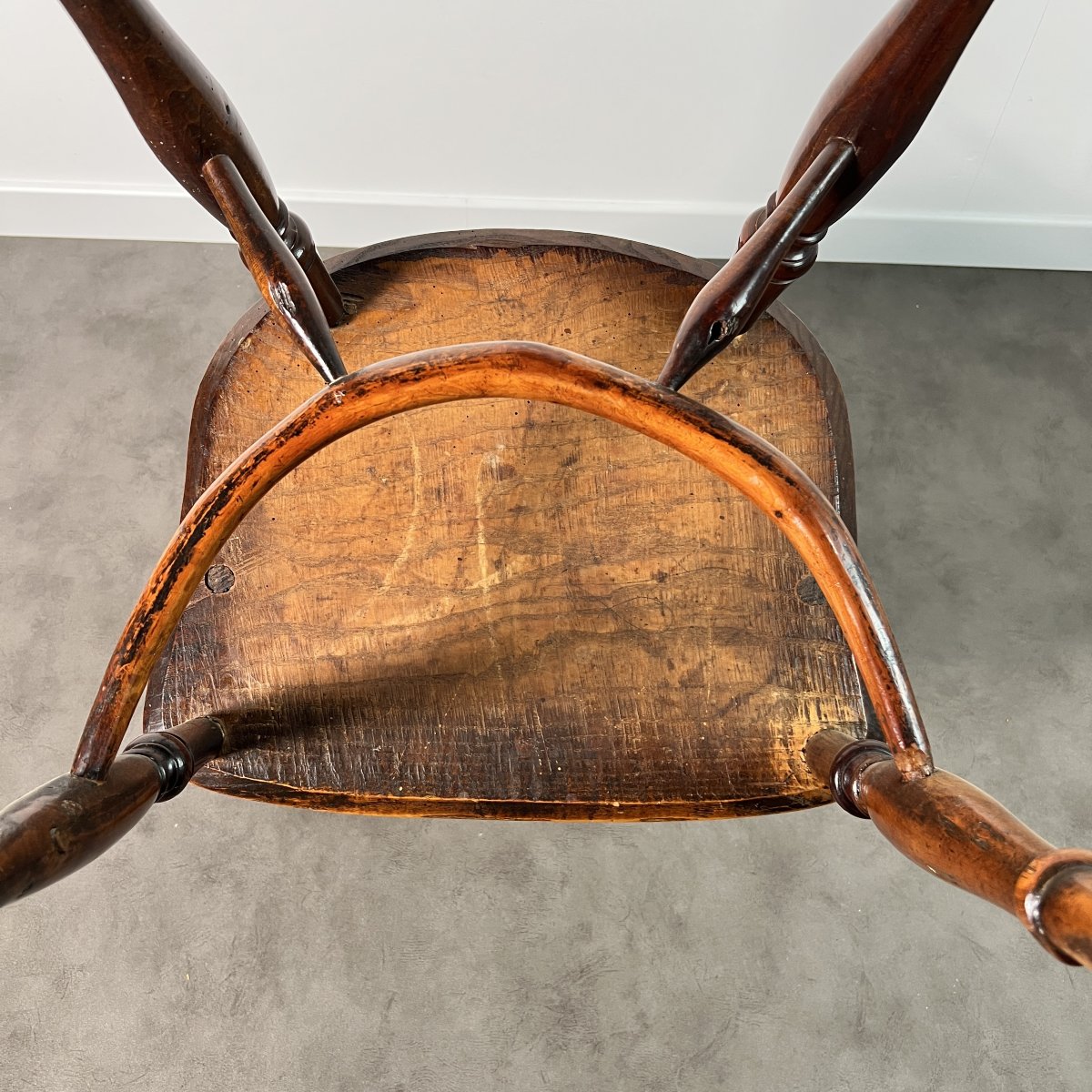 Windsor Low-back Chair, Solid Elm, England, 19th Century-photo-3
