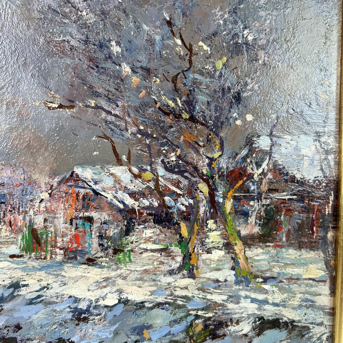 Henri Verbrugghe (1877–1974), Snowy Landscape, Oil On Panel, Belgian School, Bruges-photo-2