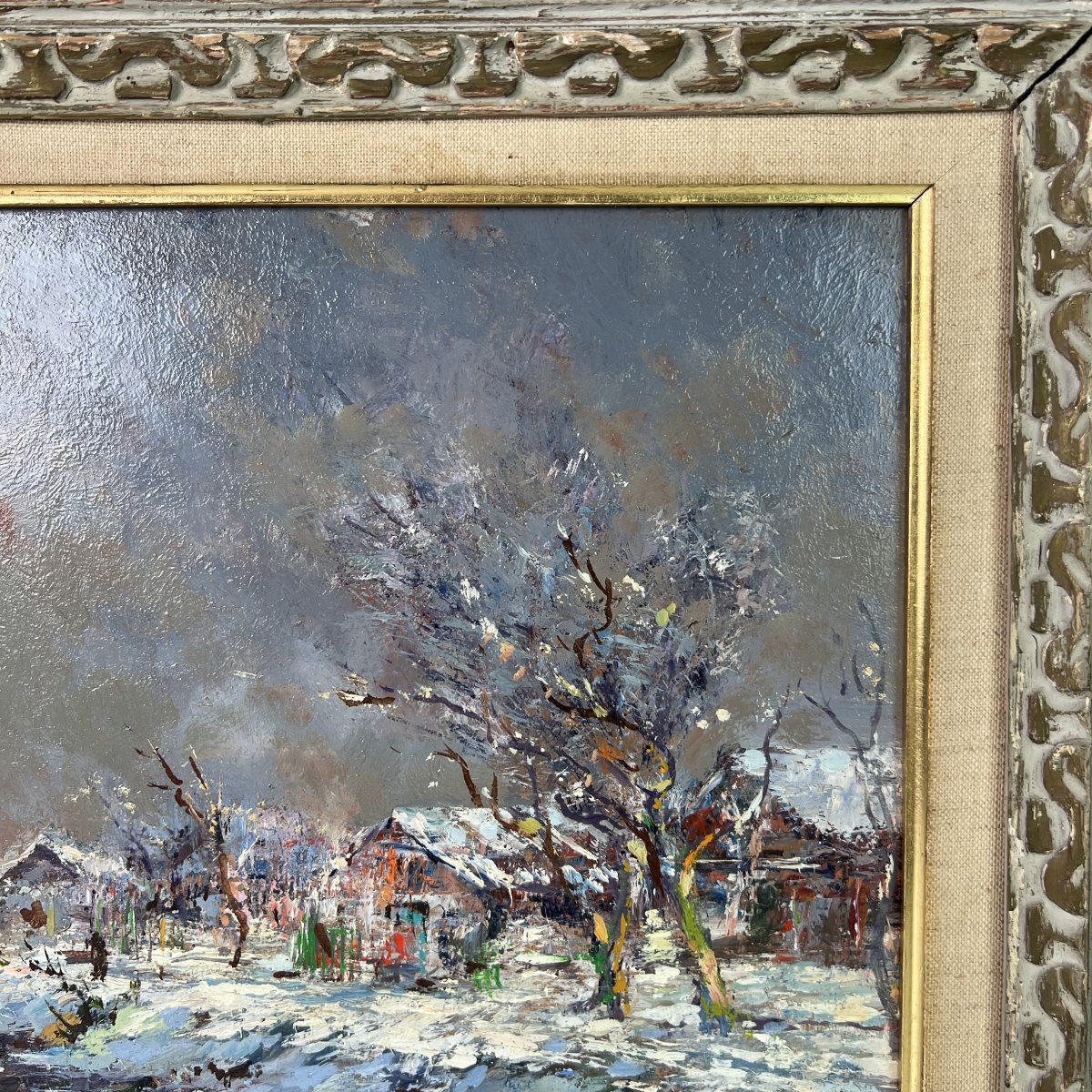 Henri Verbrugghe (1877–1974), Snowy Landscape, Oil On Panel, Belgian School, Bruges-photo-3