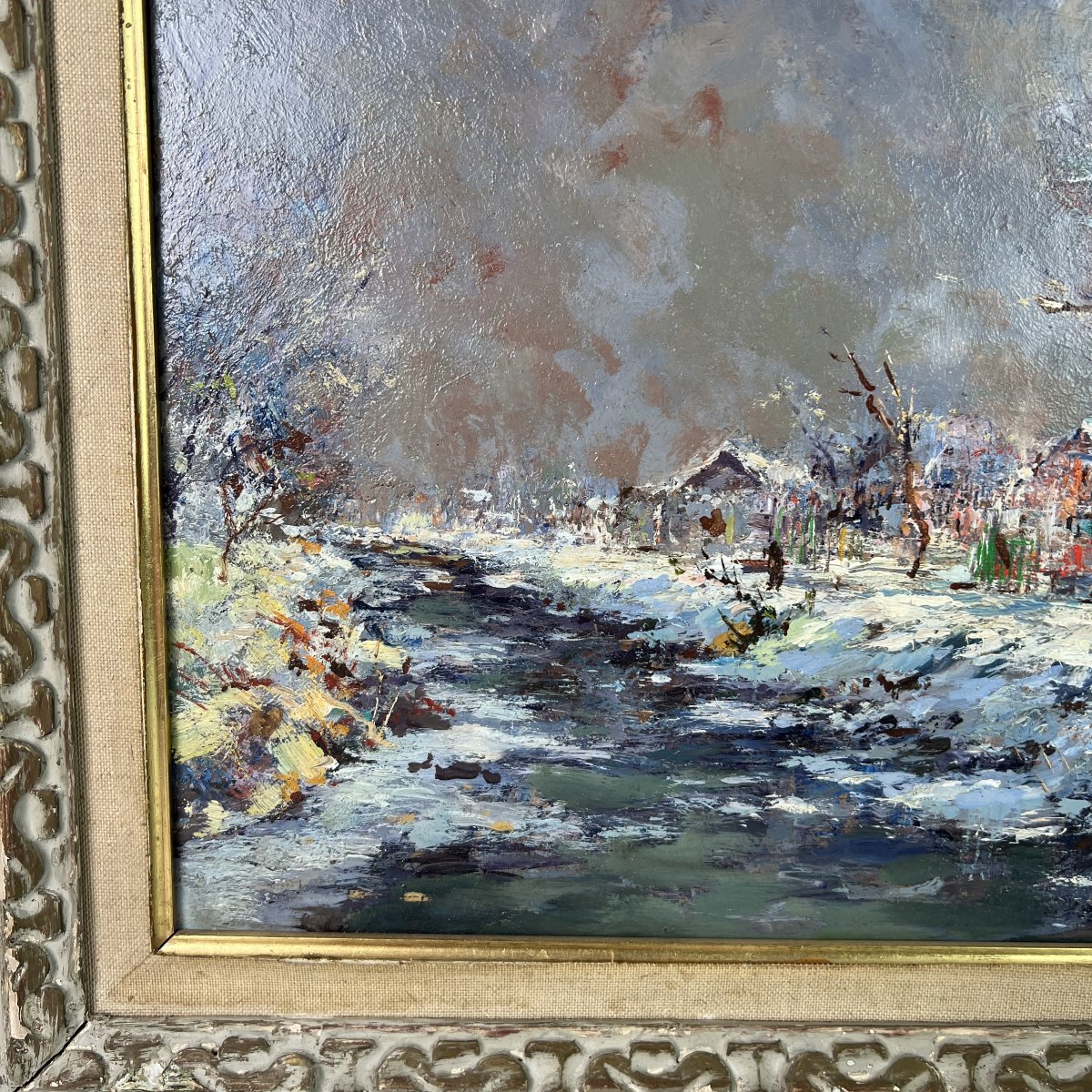 Henri Verbrugghe (1877–1974), Snowy Landscape, Oil On Panel, Belgian School, Bruges-photo-6