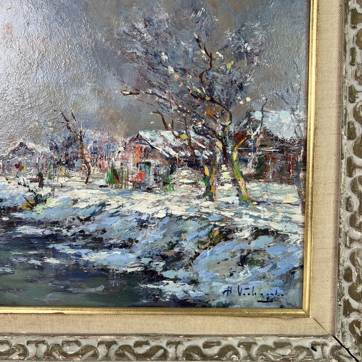 Henri Verbrugghe (1877–1974), Snowy Landscape, Oil On Panel, Belgian School, Bruges-photo-8