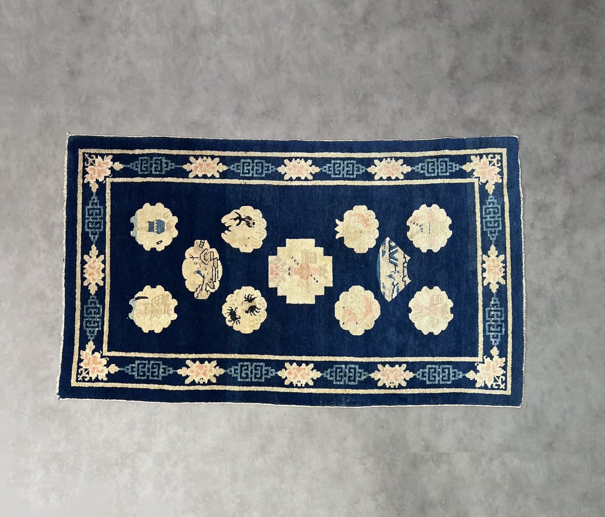 Tapis chinois de Pékin, Art Deco, laine nouée main, Chine du Nord, vers 1900‑1930-photo-3