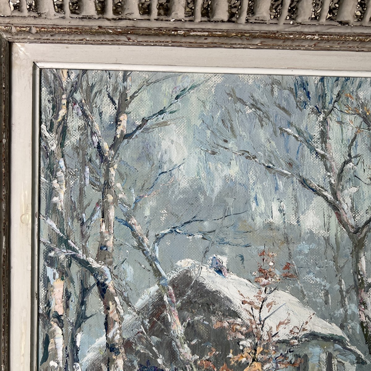 Charles Wellens, Belgium, 1889–1959, Winter Landscape, Oil On Canvas, Ca. 1940-photo-4
