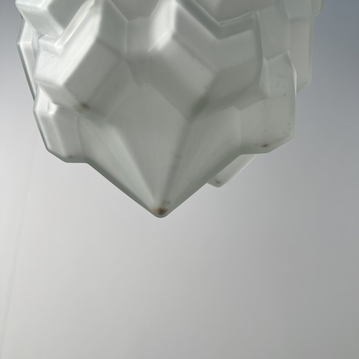 1930s French Art Deco Pendant Light, Glass Skyscraper Globe, Chandelier, Ceiling Light-photo-2