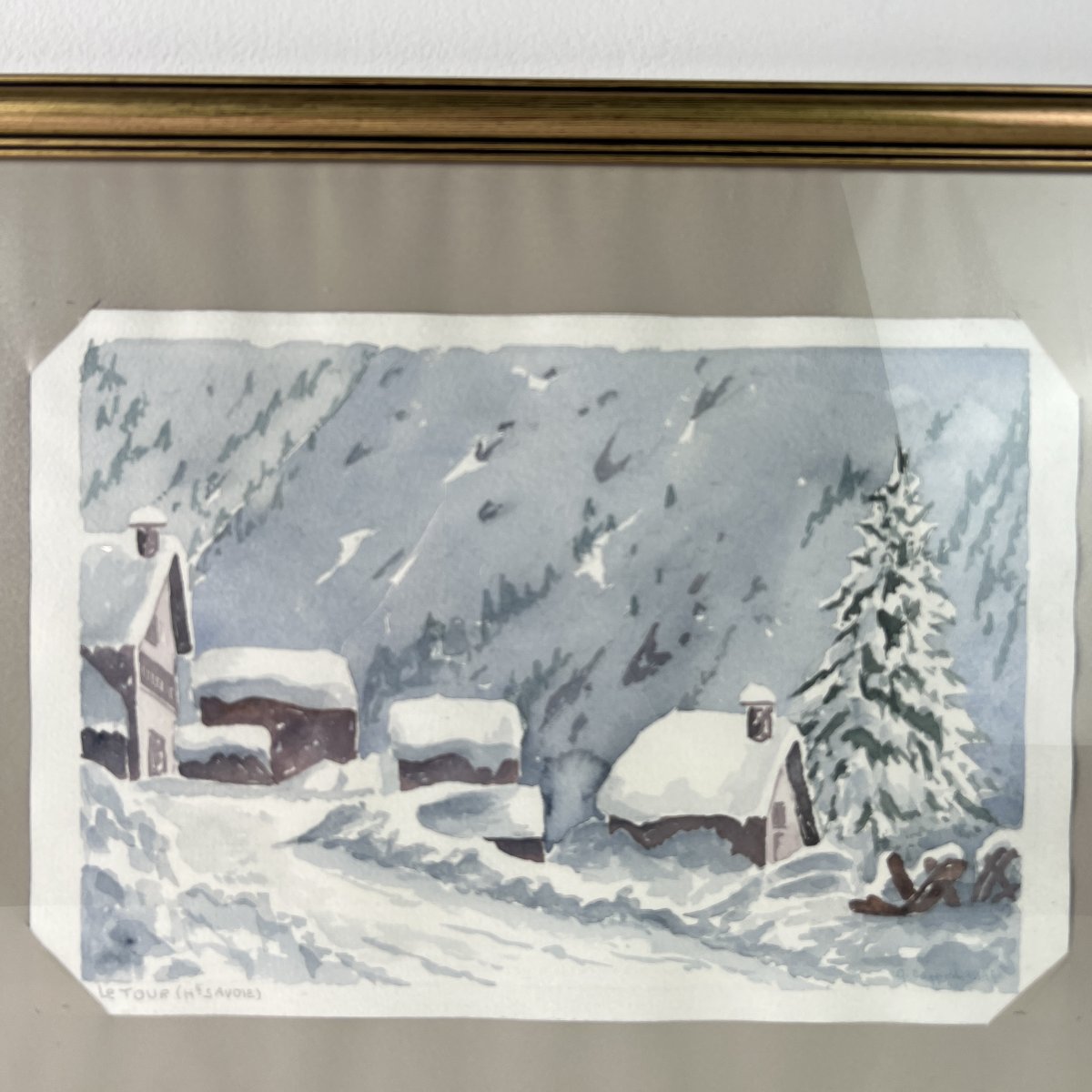 Georges Cappelli (1934–2015) - Watercolor,  Haute-savoie,  Village Under The Snow, Chamonix -photo-2