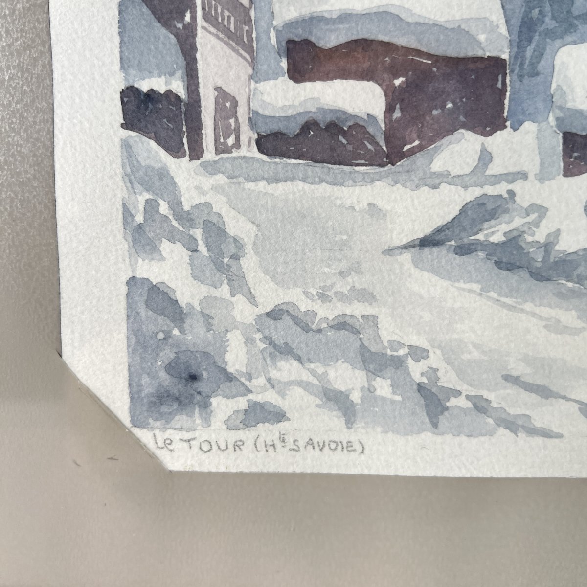 Georges Cappelli (1934–2015) - Watercolor,  Haute-savoie,  Village Under The Snow, Chamonix -photo-1