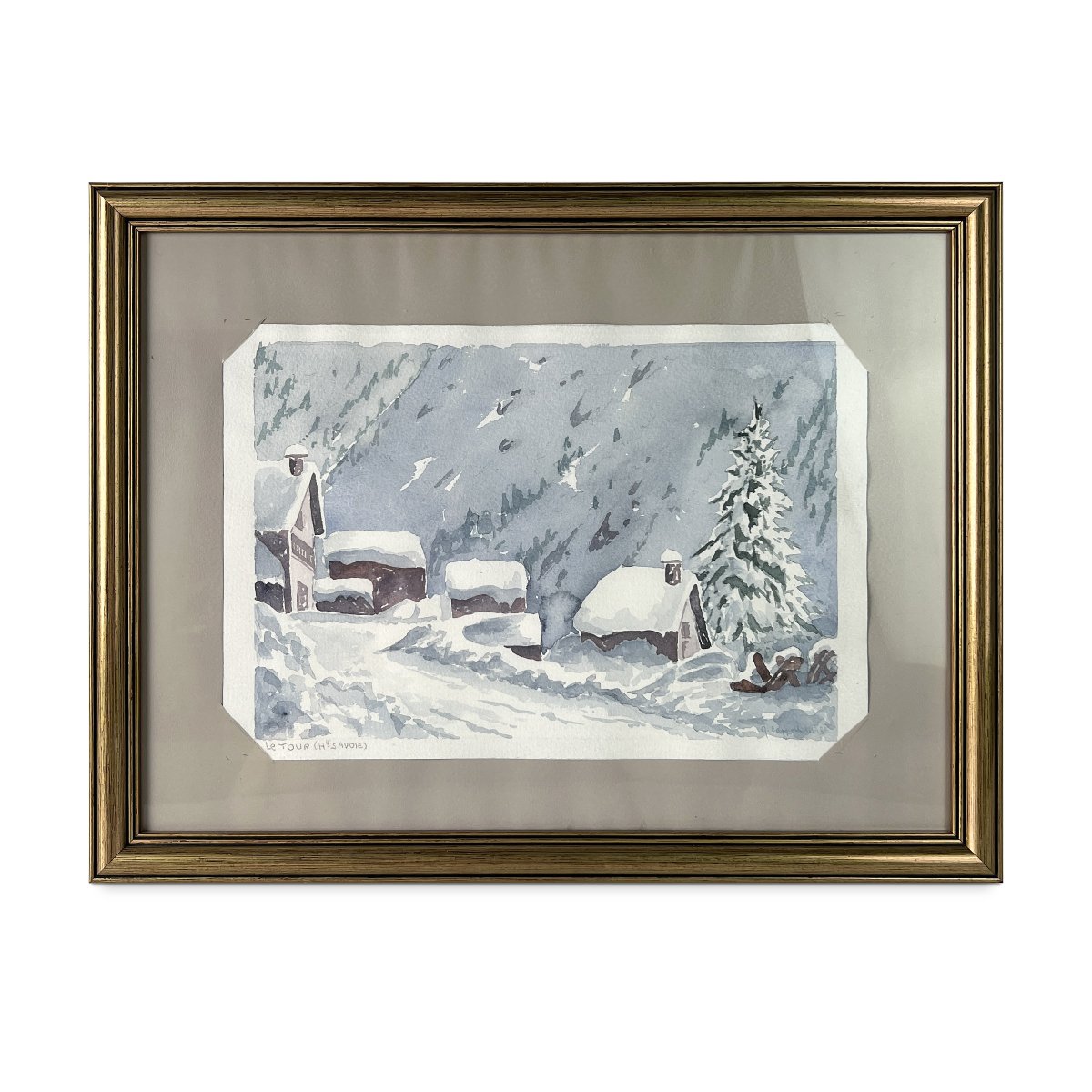 Georges Cappelli (1934–2015) - Watercolor,  Haute-savoie,  Village Under The Snow, Chamonix 