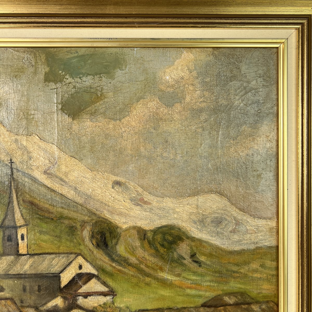 Tableau, Huile sur toile, Mahler 1945, village de montagne, Cervin, Valais, Zermatt-photo-4