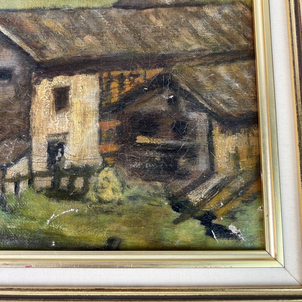 Tableau, Huile sur toile, Mahler 1945, village de montagne, Cervin, Valais, Zermatt-photo-7