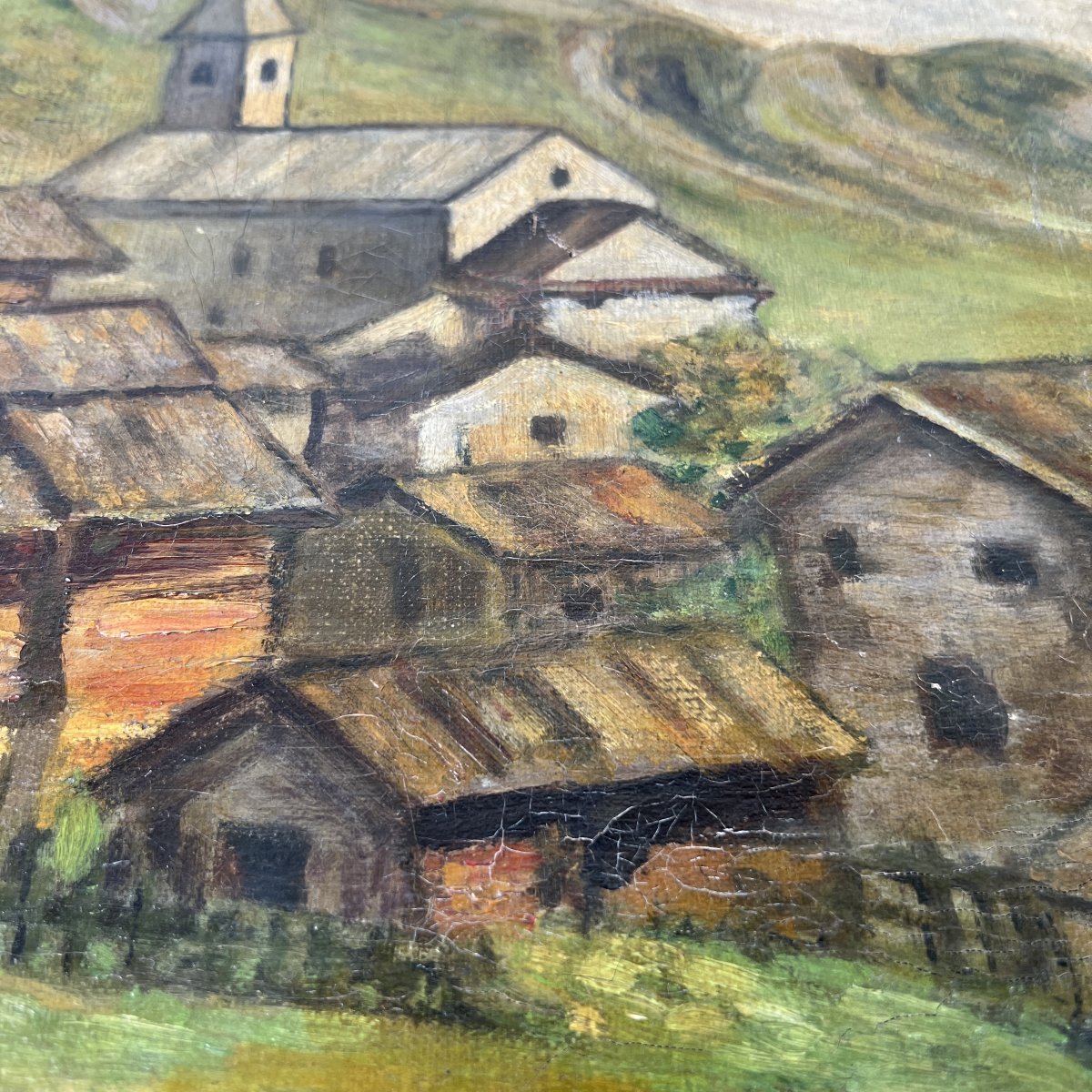 Tableau, Huile sur toile, Mahler 1945, village de montagne, Cervin, Valais, Zermatt-photo-8