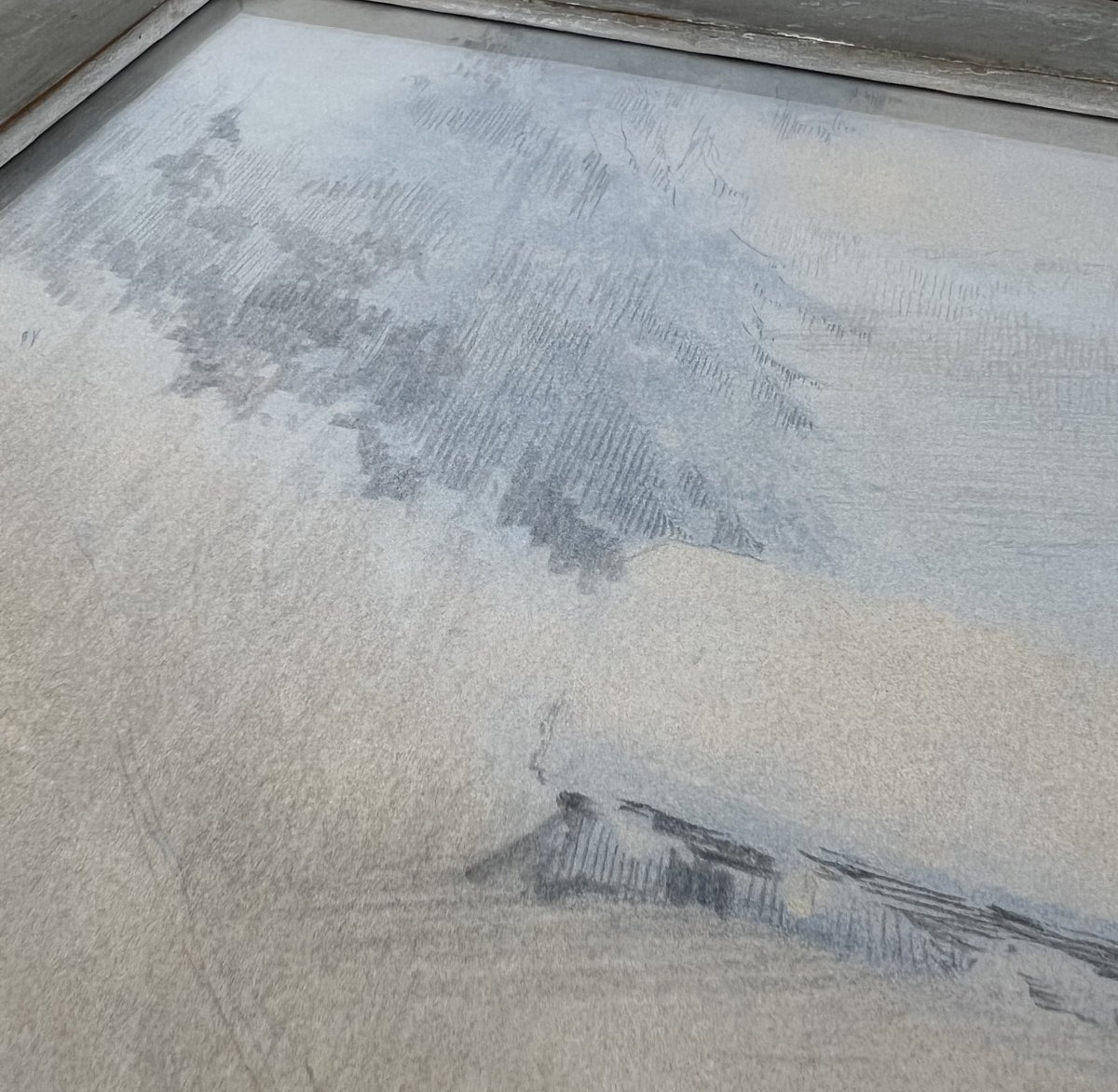André Artigue (1879-1956), chalets sous la neige en Chartreuse, technique mixte sur papier-photo-4