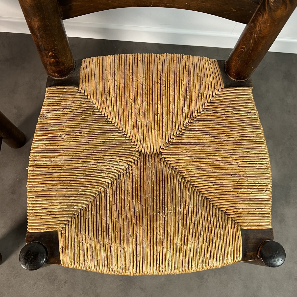 Paire de chaises paillées - Georges Robert, France vers 1950 Design brutaliste-photo-4