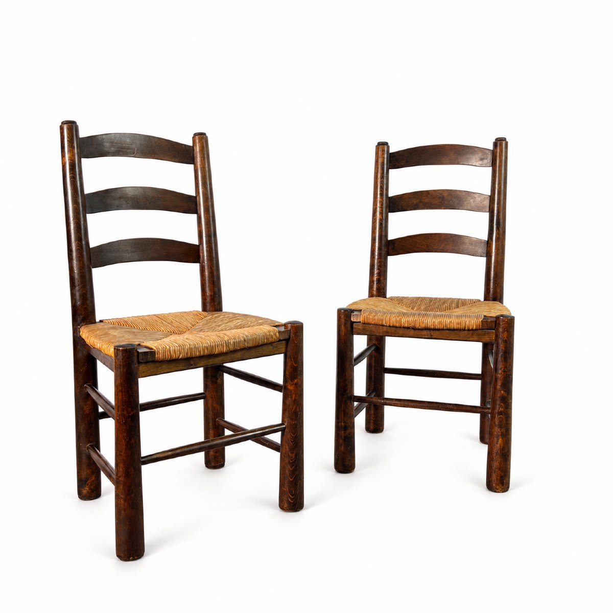 Paire de chaises paillées - Georges Robert, France vers 1950 Design brutaliste