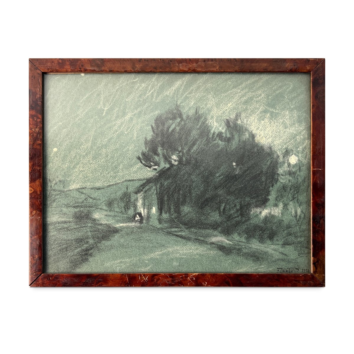 François Cachoud (1866-1943), Moonlit Night Effect, 1924, Charcoal And White Chalk, Savoy